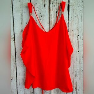 Women's Small Akira Chicago Bright Orange Flowy Summer Blouse Shirt Tank Top EUC